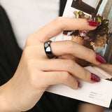8mm Ceramic Women's Ring CZ Rhinestone Wedding Band