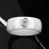 8mm Ceramic Women's Ring CZ Rhinestone Wedding Band