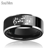 8mm Tungsten Wedding Band Music Notes Engraved Ring Size 6-13