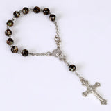 8mm Crystal Beads Rosary Cross Bracelet - Baptism Rosary Bracelet