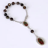 8mm Crystal Beads Rosary Cross Bracelet - Baptism Rosary Bracelet