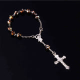 8mm Crystal Beads Rosary Cross Bracelet - Baptism Rosary Bracelet