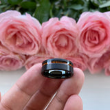 8mm Koa Wood Inlay Tungsten Carbide Wedding Bands