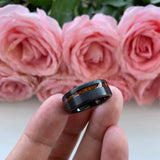 8mm Koa Wood Inlay Tungsten Carbide Wedding Bands