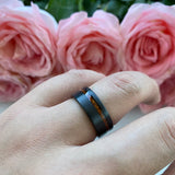 8mm Koa Wood Inlay Tungsten Carbide Wedding Bands