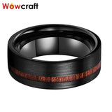 8mm Koa Wood Inlay Tungsten Carbide Wedding Bands