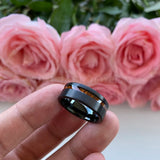 8mm Koa Wood Inlay Tungsten Carbide Wedding Bands