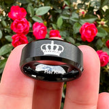 8mm Laser Engraved Tungsten Carbide Wedding Band Matte Finish Beveled Edges