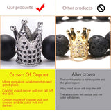 8mm Matte Howlite Couples Bracelets CZ Crown King Queen Natural Stone Bracelets