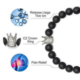 8mm Matte Howlite Couples Bracelets CZ Crown King Queen Natural Stone Bracelets