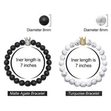 8mm Matte Howlite Couples Bracelets CZ Crown King Queen Natural Stone Bracelets