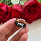 8mm Tungsten Carbide Wood Inlay Wedding Band Logo Engraving