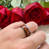 8mm Tungsten Carbide Wood Inlay Wedding Band Logo Engraving