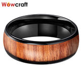 8mm Tungsten Carbide Wood Inlay Wedding Band Logo Engraving