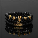 8mm Stone Bracelet Set Homme Crown Beaded Bracalet Men Women