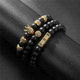 8mm Stone Bracelet Set Homme Crown Beaded Bracalet Men Women