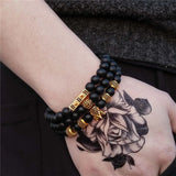 8mm Stone Bracelet Set Homme Crown Beaded Bracalet Men Women