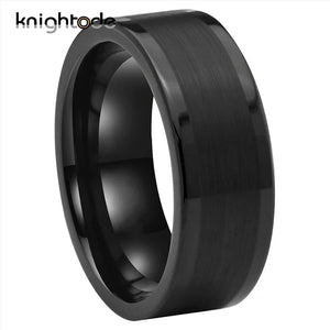 8mm Black/Silvery Tungsten Carbide Wedding Band Engagement Ring