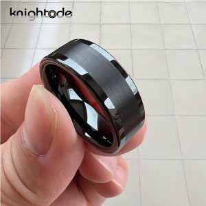8mm Black/Silvery Tungsten Carbide Wedding Band Engagement Ring