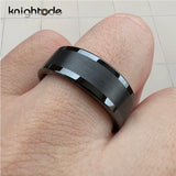 8mm Black/Silvery Tungsten Carbide Wedding Band Engagement Ring