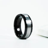 8mm Tungsten Carbide Wedding Band Engraved Date Name
