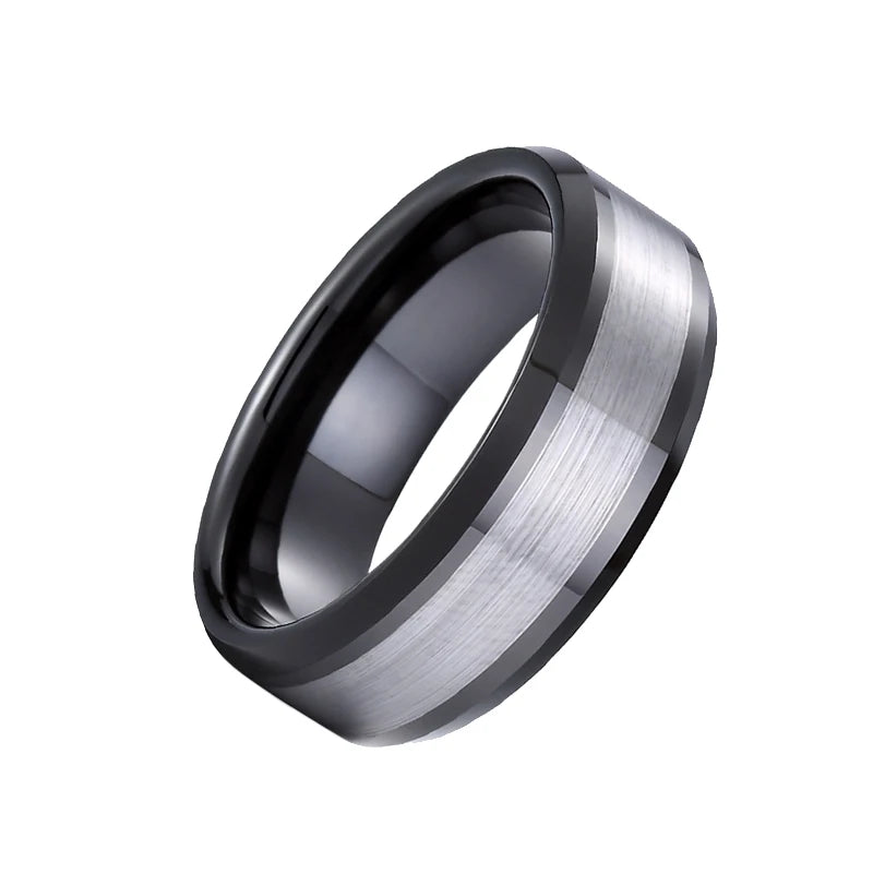 8mm Tungsten Carbide Wedding Band Engraved Date Name