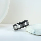 8mm Tungsten Carbide Wedding Band Engraved Date Name