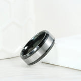 8mm Tungsten Carbide Wedding Band Engraved Date Name
