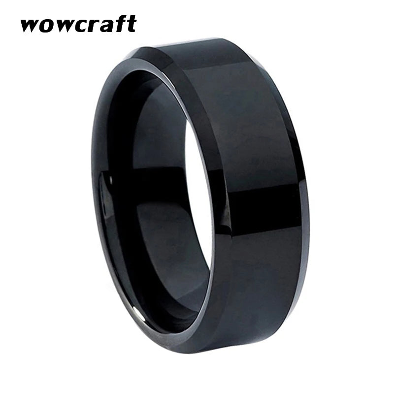 8mm Tungsten Carbide Ring Polished Men Wedding Bands US Size 5-15