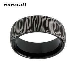 8mm Tungsten Carbide Ring Damascus Engraved Jewelry Rings