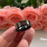 8mm Tungsten Carbide Ring Red Carbon Fiber Inlay Wedding Band