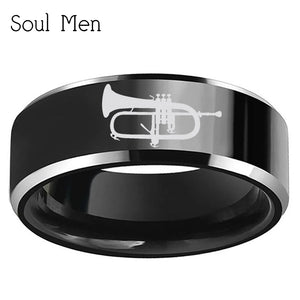 8mm Tungsten Carbide Bugle Wedding Band Ring