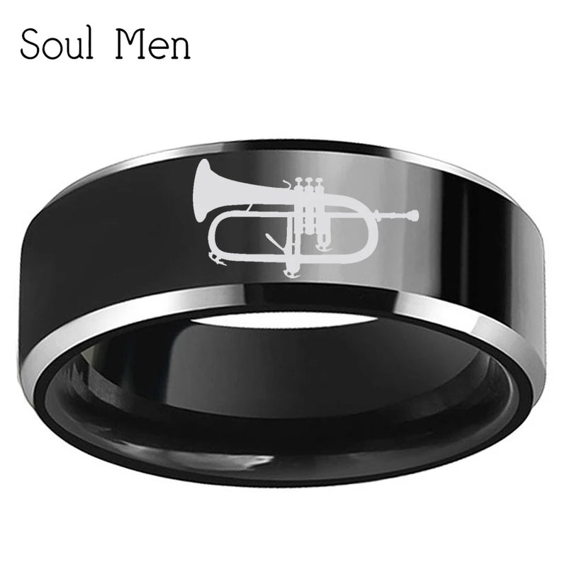 8mm Tungsten Carbide Bugle Wedding Band Ring