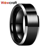 Tungsten Carbide Wedding Band Beveled Edges Comfort Fit