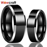 Tungsten Carbide Wedding Band Beveled Edges Comfort Fit