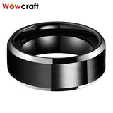 Tungsten Carbide Wedding Band Beveled Edges Comfort Fit