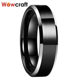 Tungsten Carbide Wedding Band Beveled Edges Comfort Fit