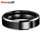 Tungsten Carbide Wedding Band Beveled Edges Comfort Fit