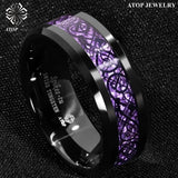 8mm Tungsten Purple Carbon Fiber Band Ring Jewelry
