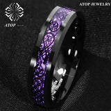 8mm Tungsten Purple Carbon Fiber Band Ring Jewelry
