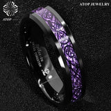 8mm Tungsten Purple Carbon Fiber Band Ring Jewelry