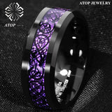 8mm Tungsten Purple Carbon Fiber Band Ring Jewelry