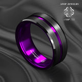 8mm Tungsten Ring Hammered Brushed Wedding Band Men Jewelry