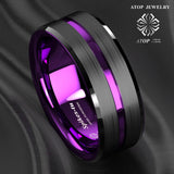 8mm Tungsten Ring Hammered Brushed Wedding Band Men Jewelry