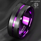 8mm Tungsten Ring Hammered Brushed Wedding Band Men Jewelry