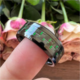 8mm Tungsten Ring Beveled Edges Carbon Fiber Inlay Polished Finish