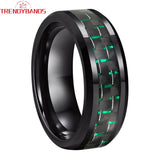 8mm Tungsten Ring Beveled Edges Carbon Fiber Inlay Polished Finish