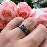 8mm Tungsten Meteorite Inlay Wedding Band