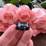 8mm Tungsten Ring with ECG Wave Inlay & Beveled Edges