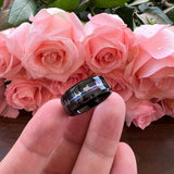 8mm Tungsten Ring with ECG Wave Inlay & Beveled Edges